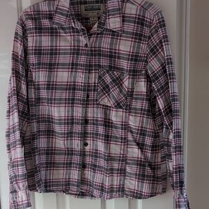 Women's Stormy Kromer Gray And Fuchsia Plaid Flannel Shirt